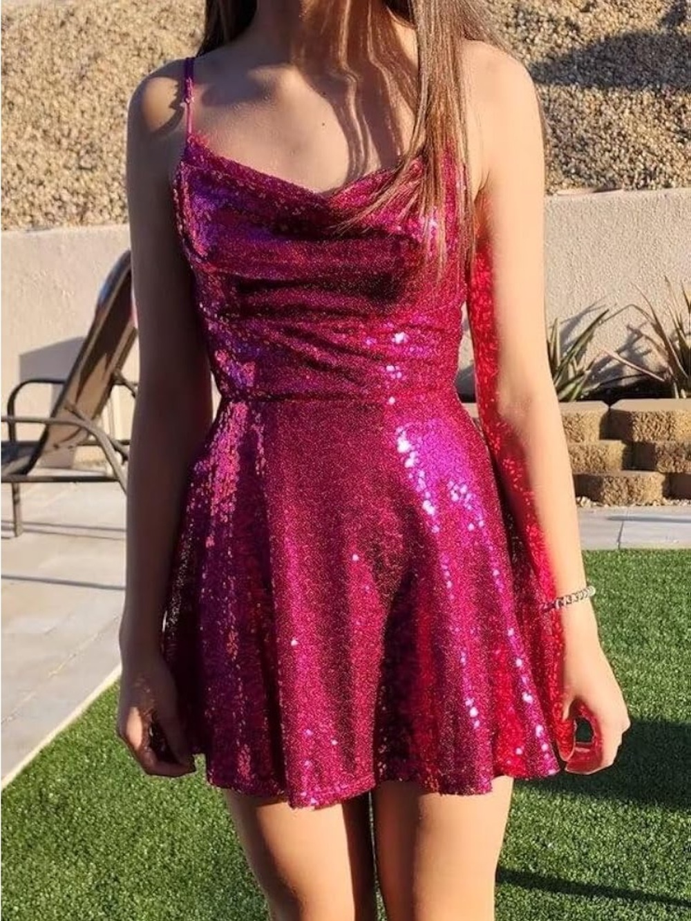 NEW Jaeden Small Barbie Pink Sequin Formal Homecoming Sweetheart Mini Dress